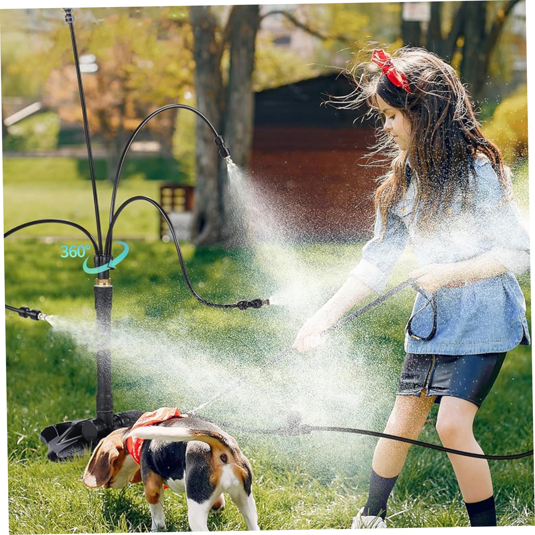 Brumisateurs Debout pour terrasse extérieure avec Hauteur réglable et Ligne d'eau de 26 Pieds,système de brumisation Portable pour Le Refroidissement - 7