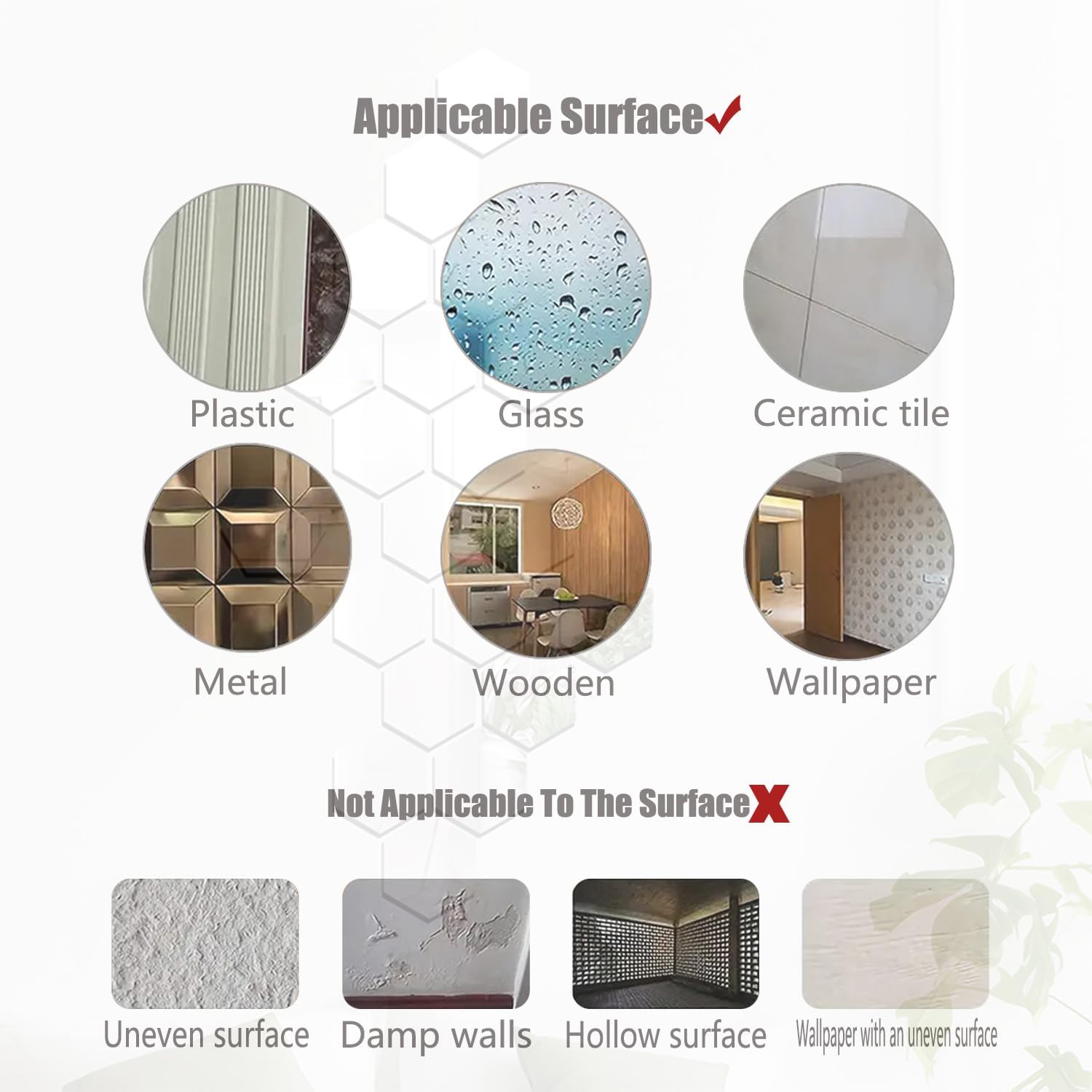 Lustro akrylowe sześciokątne - Samoprzylepne, elastyczne soczewki - Do salonu, sypialni itp. - 110 x 126 x 63 mm, 24 sztuki - 6