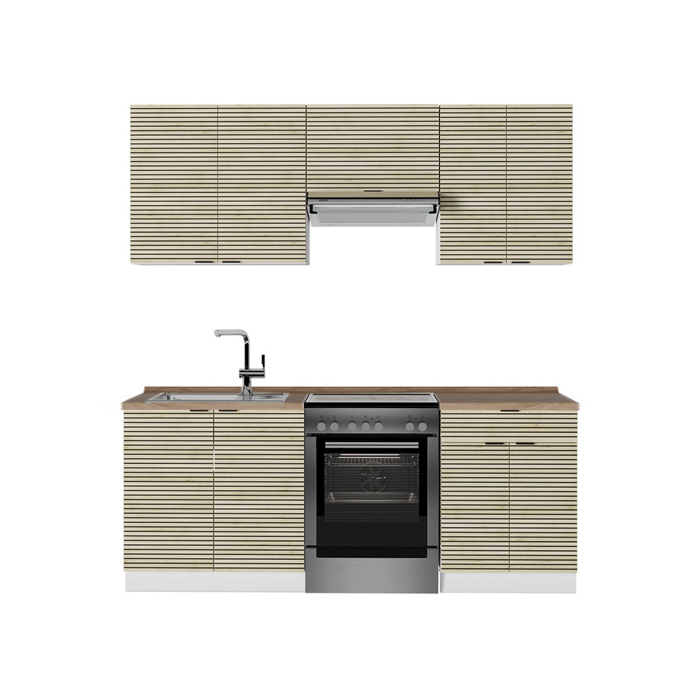 Vicco Aneks kuchenny Fame-Line, Panel dębowy/biały, 200 cm , BP Dąb