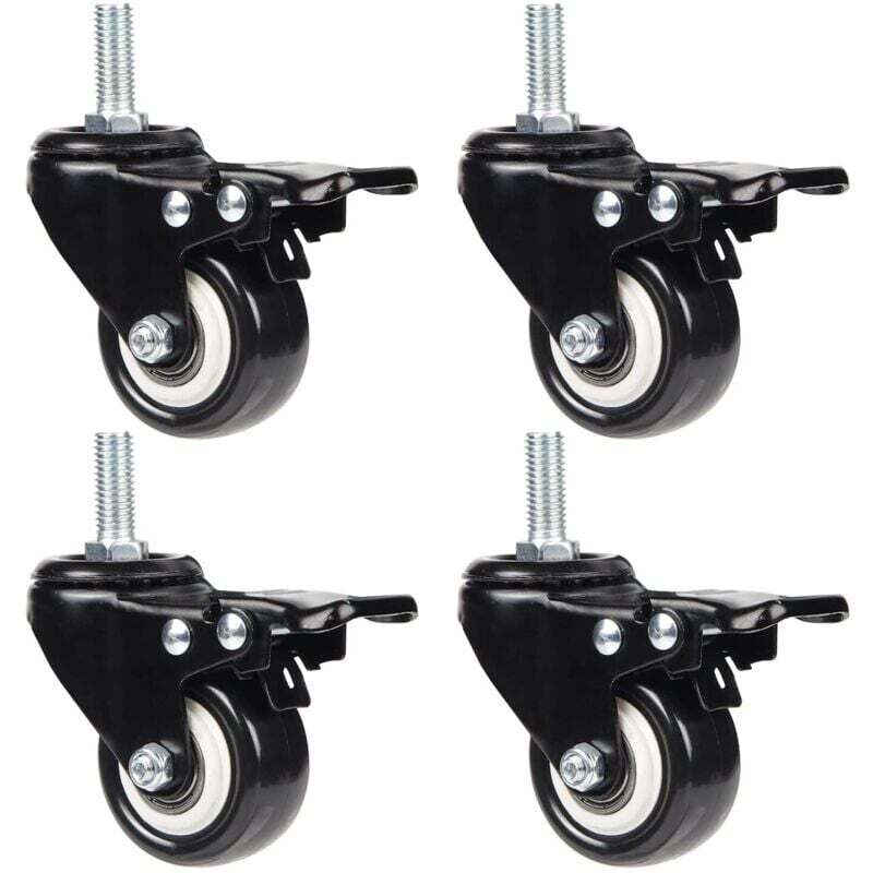 4 roți pivotante de 50 mm pentru transportul mobilă, 50 kg per roată, șurub M8