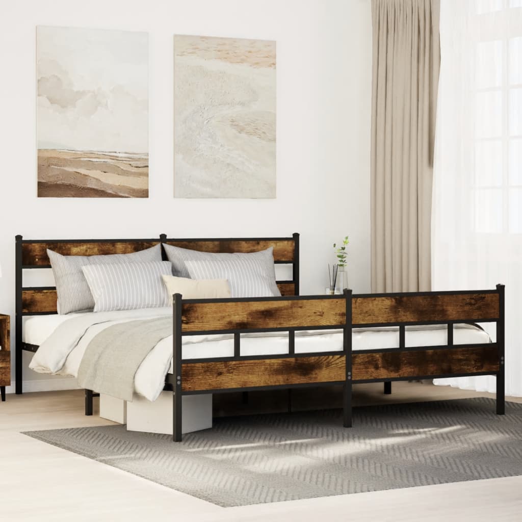 Łóżko Metalowe Czarne Rama łóżka Ze Stelażem Łóżko Do Sypialni Pokoju 193x203 cm