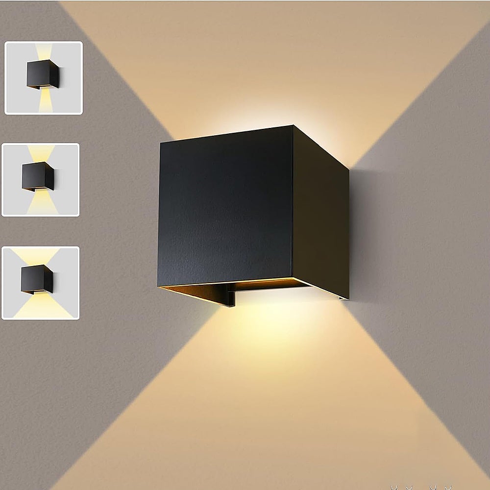 (Czarna) Zewnętrzna lampa ścienna z regulowanym kątem wiązki światła, G9, lampa zewnętrzna LED, ciepła biel, 3000K, zewnętrzna lampa ścienna, alumini