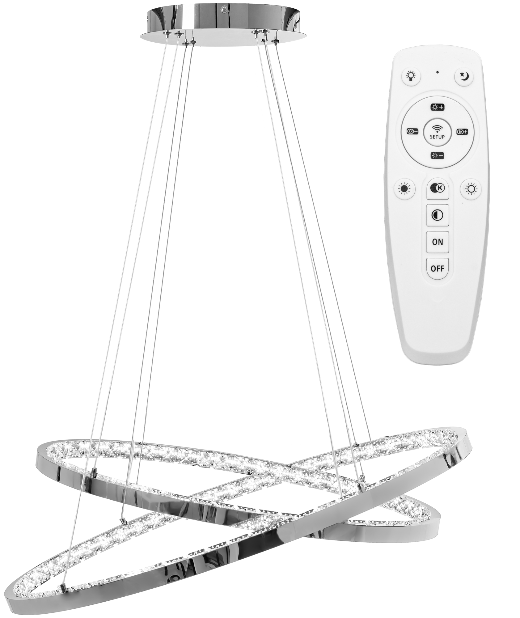 Lampa Sufitowa Wisząca Kryształowa Toolight Led App771-3Cp Szary