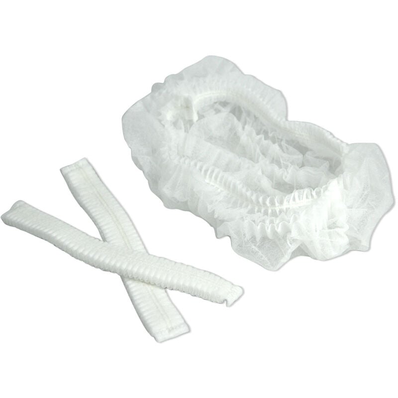 Charlottes jetables pour cheveux 100 Pièces (Blanc) - Bouffants respirants et résistants Masque de protection - 4