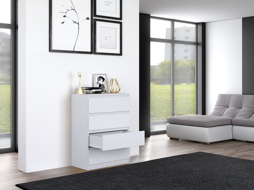 Commode moderne avec 4 tiroirs Malwa M4 - Blanc - 9