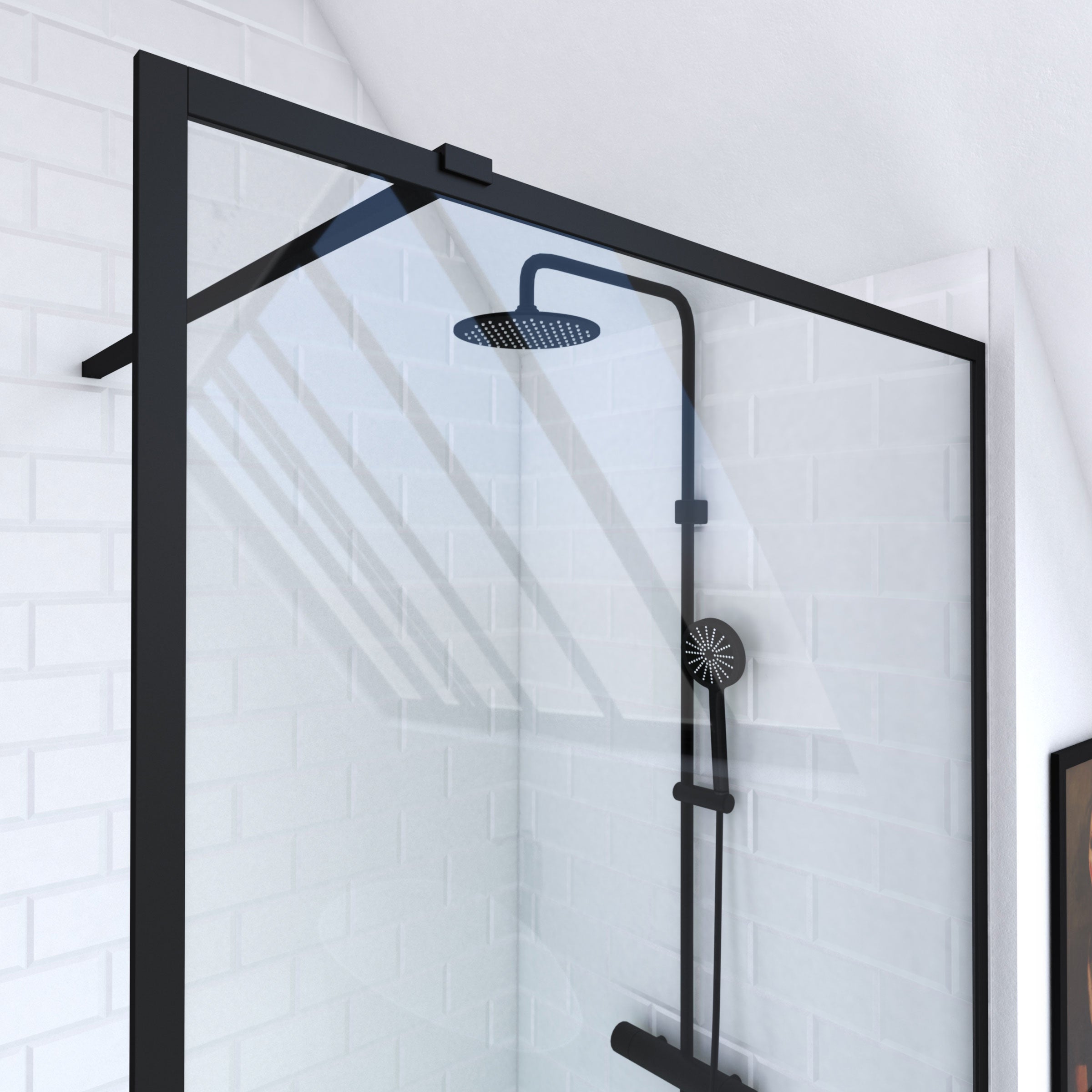 vidaXL Paroi de douche Noir 100x195 cm Verre ESG demi-dépoli