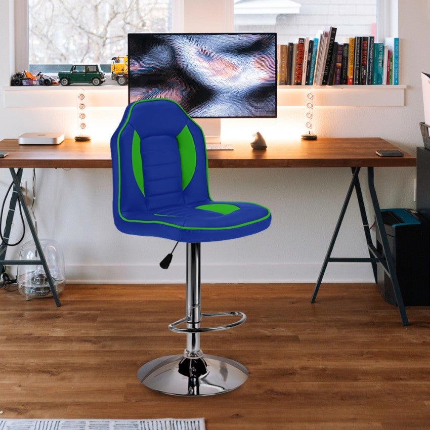 Sgabello per sale giochi e bar in similpelle Racing Design Blu