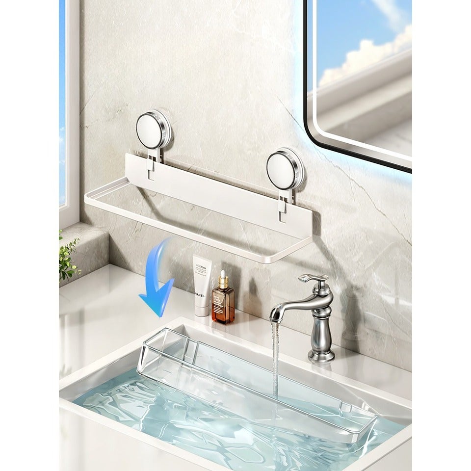 Estante con ventosa para baño – Estante de almacenamiento sin perforación para lavabo, inodoro y pared - 4