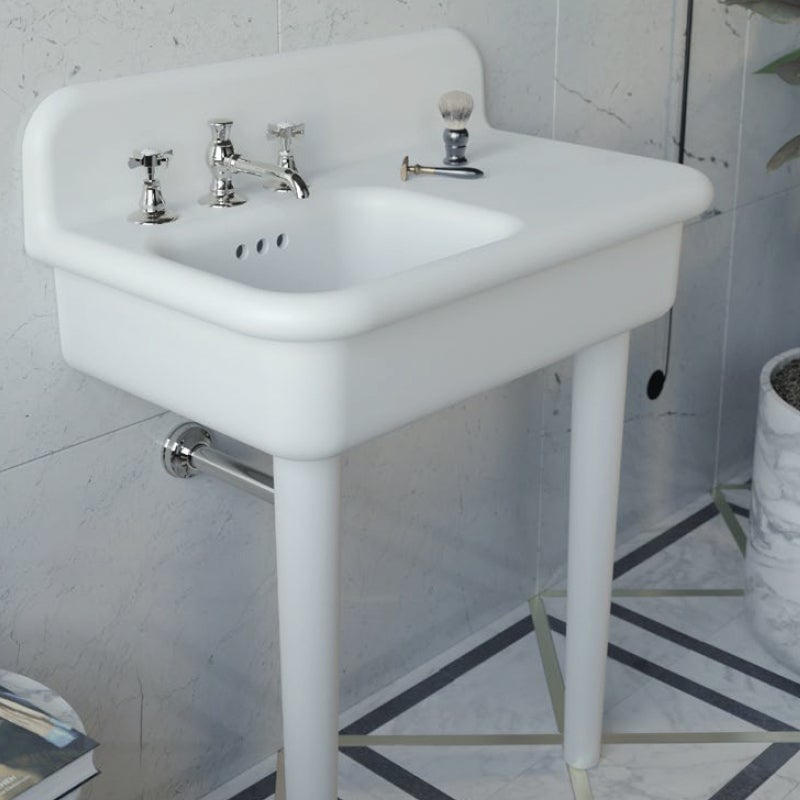 Lavabo rétro asymétrique en céramique 80 cm - True Colors Lite - Yuta - 4
