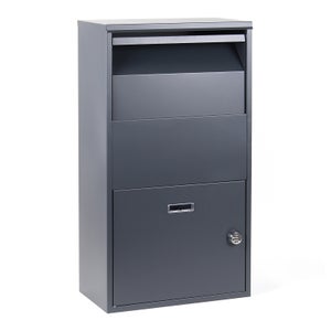 Cassetta Delle Lettere Da Parete Moderna Con Serratura E Porta Giornali - Acciaio Zincato, Grigio, 37x10,5x37 Cm