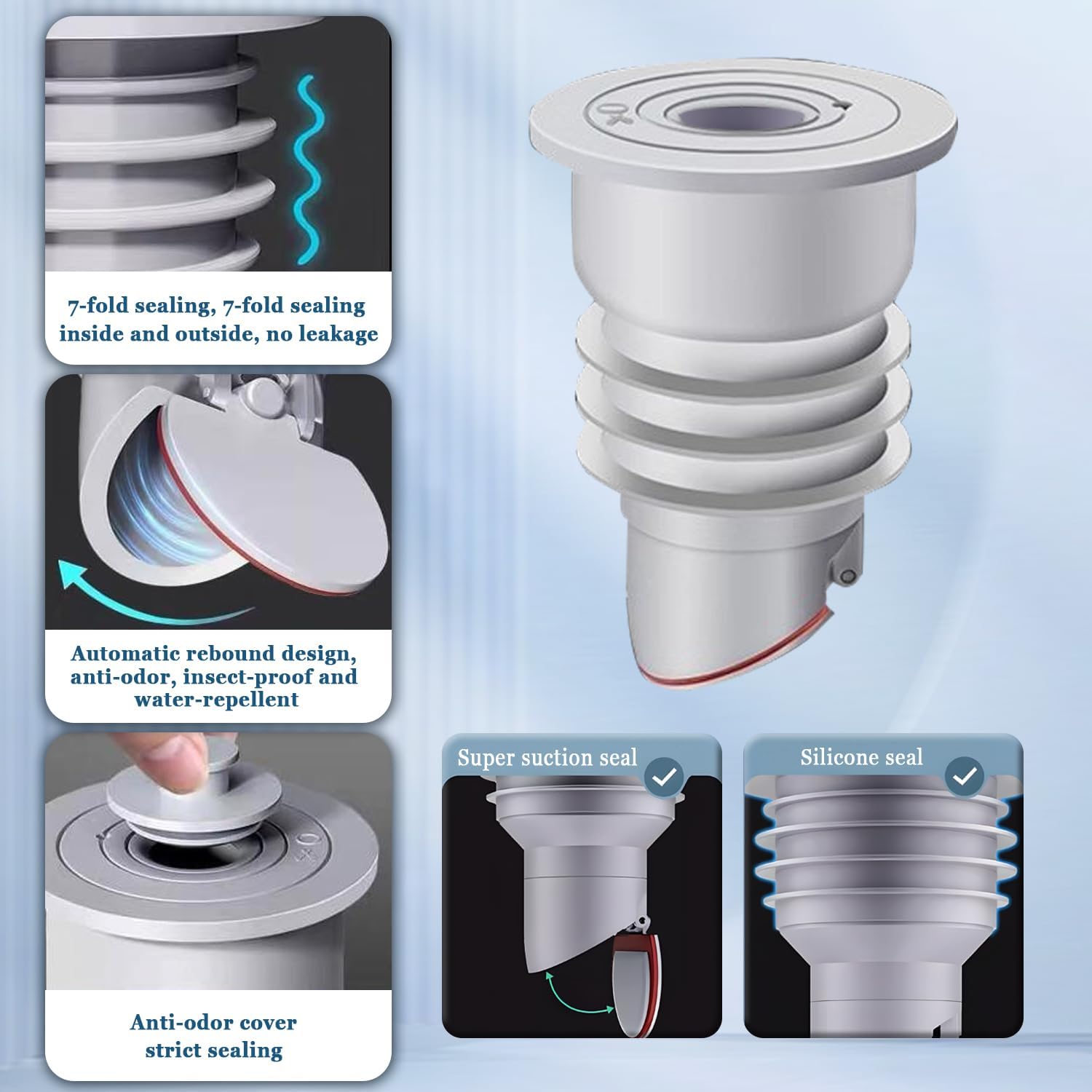 2 Joints de Machine à Laver, Bouchon Anti-Odeur pour Tuyau d'Évacuation, Bague d'Étanchéité pour Cuisine (35-40 mm) - 3