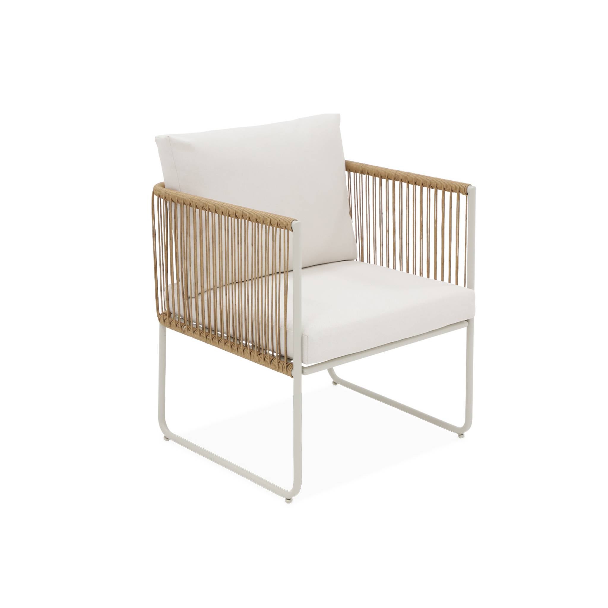 Conjunto de jardín, ratán y acero, 4 plazas Natural - 115x60x68 cm - 5