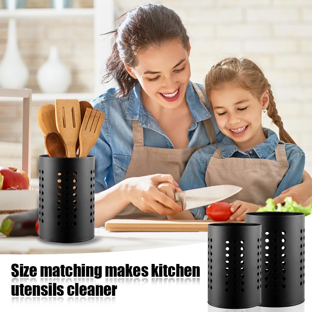 Étagère de rangement pour ustensiles de cuisine, 2 paniers/supports à couverts en acier inoxydable, utilisés pour organiser les ustensiles. - 4
