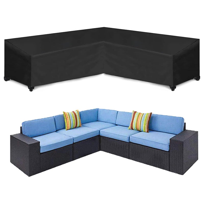 Pokrowiec na sofę narożną - 215x215x87 cm - Czarny - Pokrowiec na meble ogrodowe - Wodoodporny - Pyłoszczelny - Odporny na promieniowanie UV