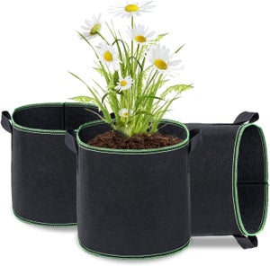 OFFSCH Sacchetti per Piantagione Non Tessuto 3 Pezzi, Sacchi Coltivazione Piante Traspiranti Manici Resistenti per Ortaggi, Giardinaggio e Patio, Dimensione Media 50x30x20 Cm