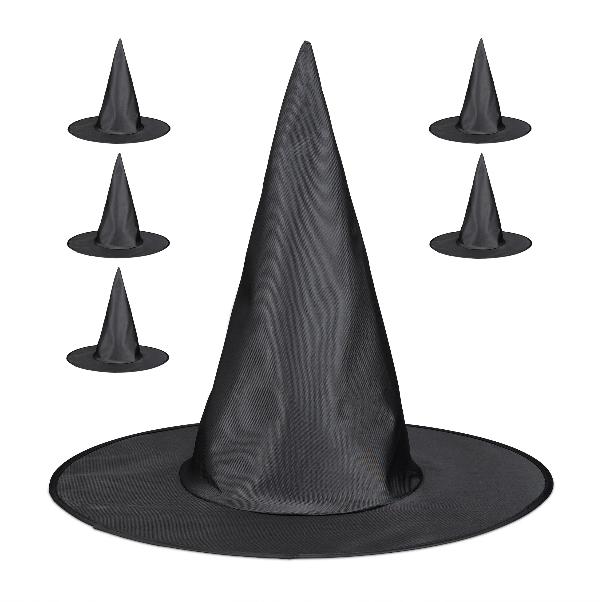 TSHAOUN Chapeau Sorcière Noir Pliable – Hauteur 34 Cm – Bord 33 Cm – Costume Halloween, Fêtes, Théâtre – Enfants Et Adultes