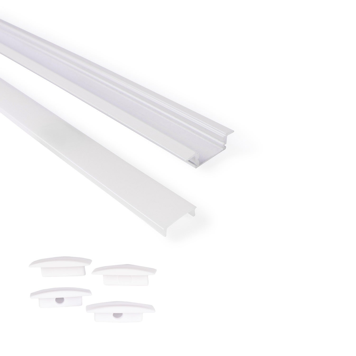 Pack 5 Profilés LED Pour Placo 2m - Avec Embouts Et Couvercles - Aluminium