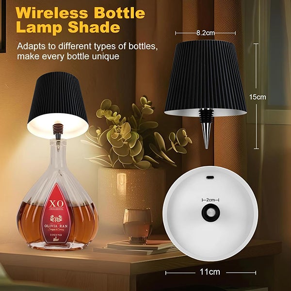 Embalagem de 2 lâmpadas RGB reguláveis, candeeiro de mesa decorativo removível, candeeiro de mesa preto sensível ao toque, luz noturna sem fios - 2