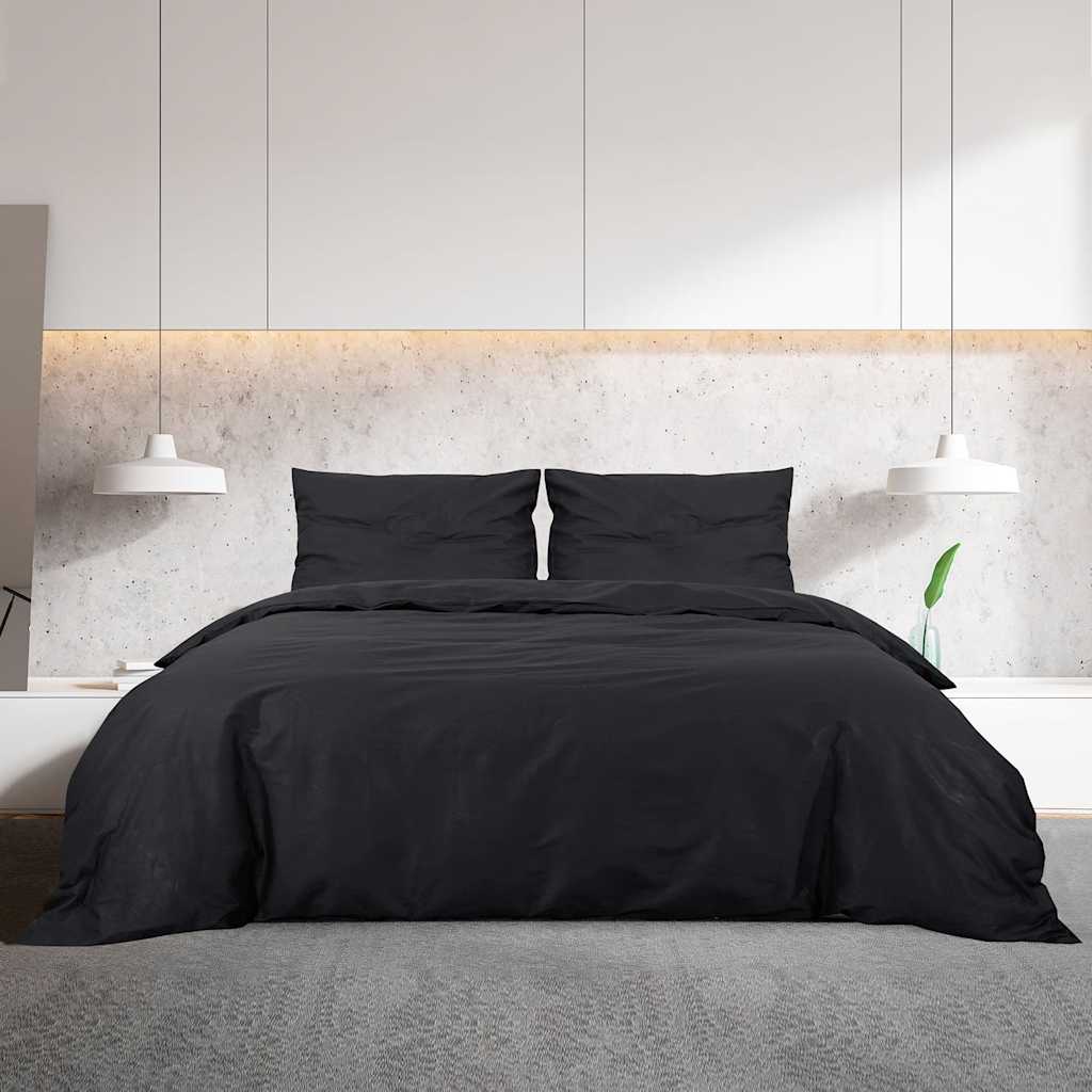 Set Copripiumino Nero 200x200 cm in Microfibra Leggera vidaXL - 3