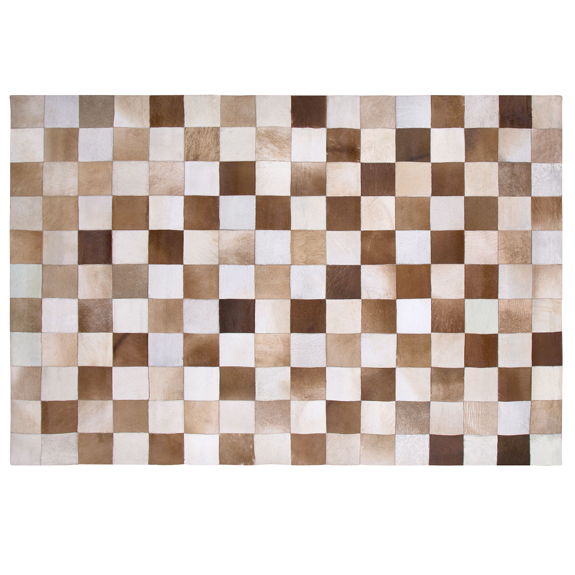Beliani alfombra de piel de vaca marrón/beige 160 x 230 cm solmaz
