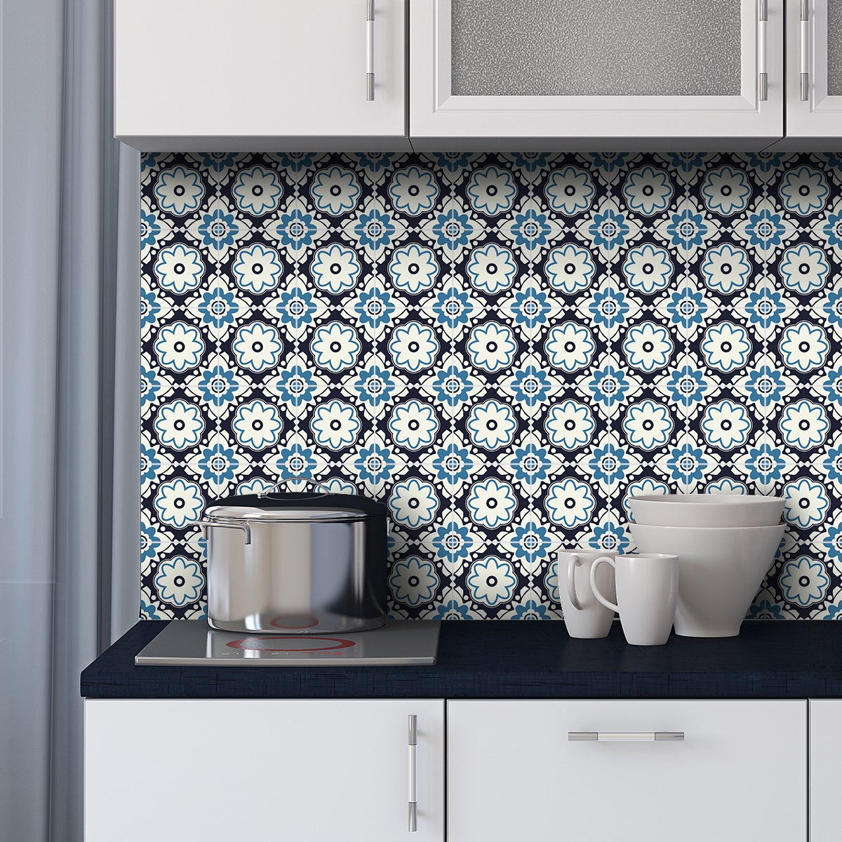 24 vinilos baldosas de cemento azulejos sita - adhesivo de pared - revestimiento sticker mural decorativo - 24stickers10x10cm