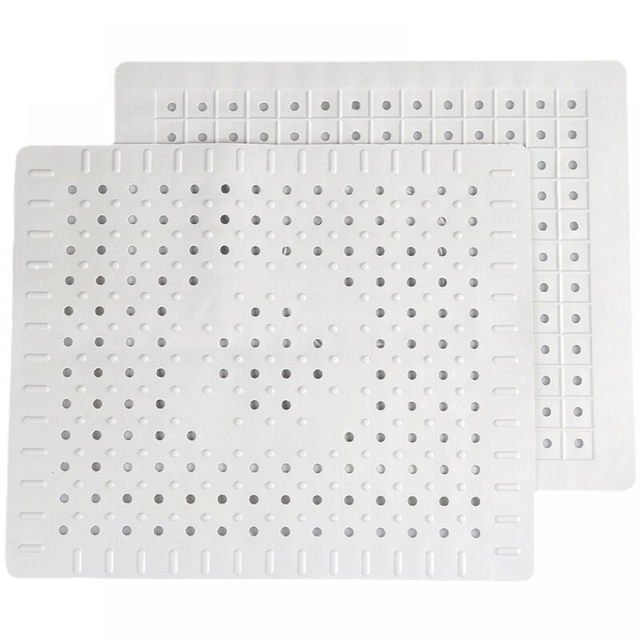 blanc Lot de 2 tapis de protection pour évier de cuisine en caoutchouc antidérapant durable, facile à nettoyer et à couper soi-même.