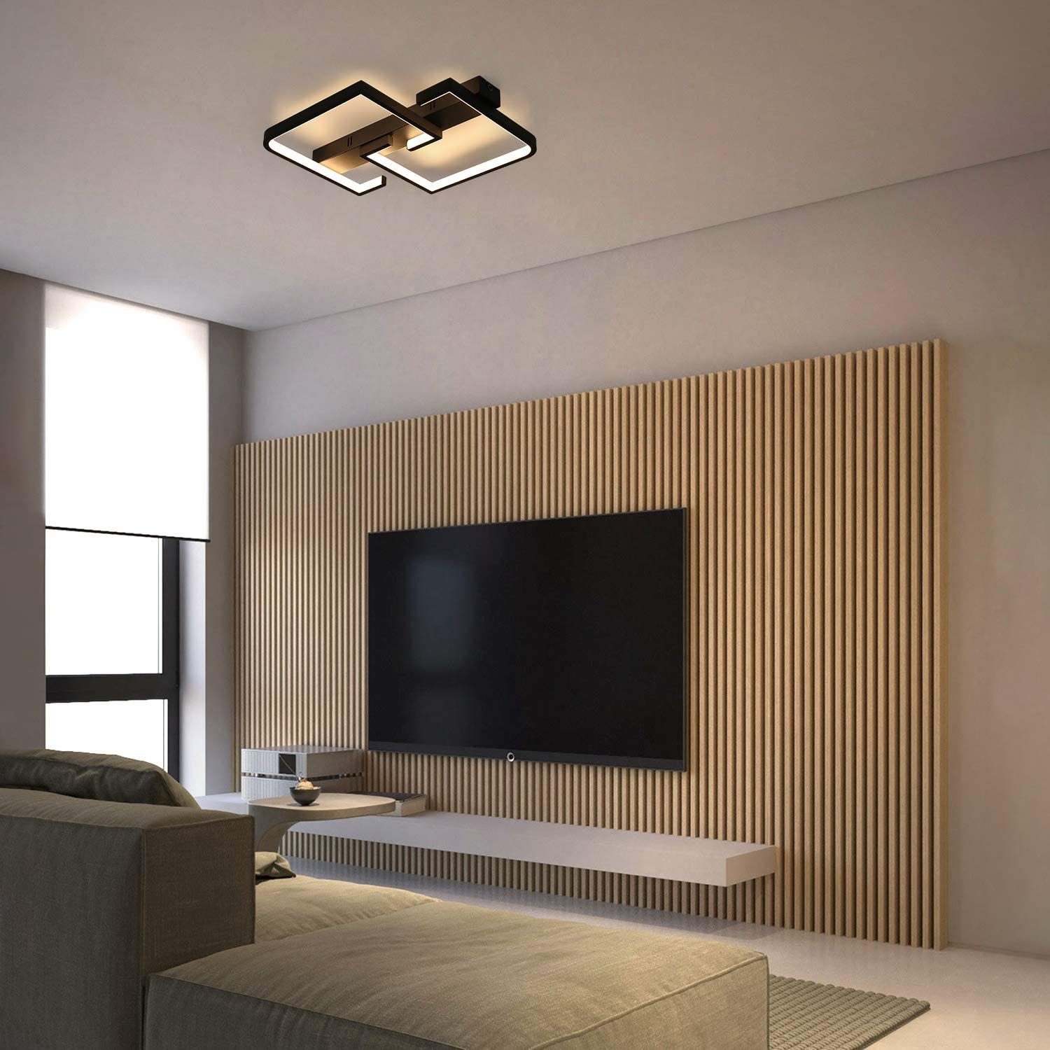 NETTLIFE Lámpara de techo LED 35W lámpara de salón negra regulable con mando a distancia lámpara de mesa de comedor de diseño moderno lámpara - 3