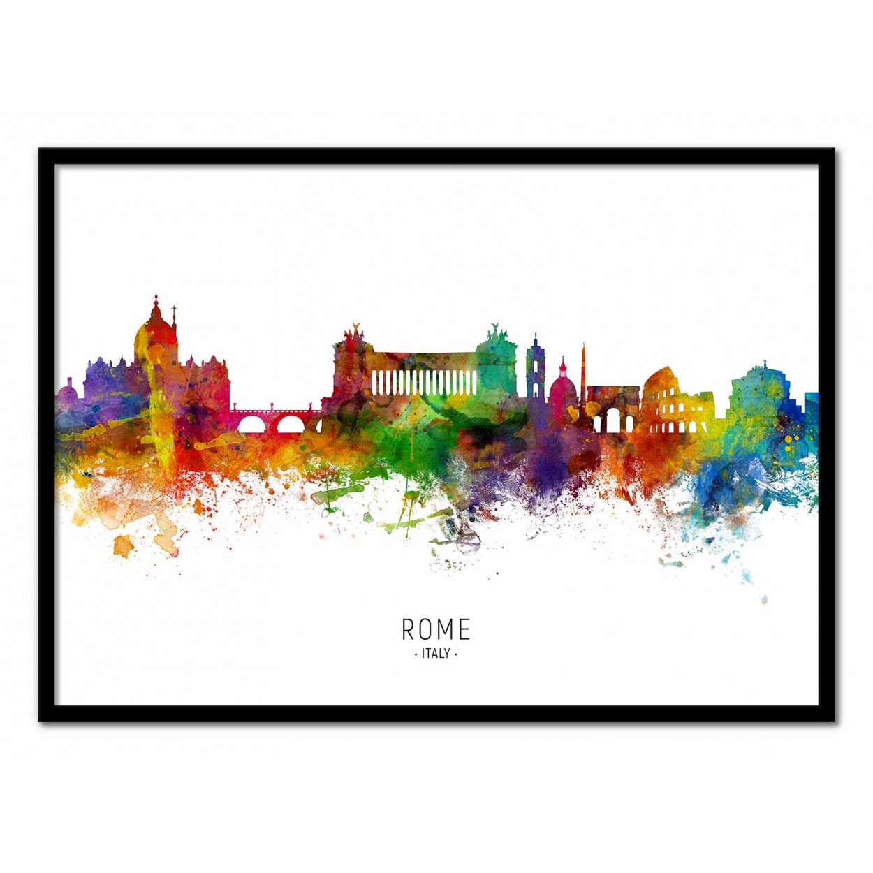 Art-poster - rome italy skyline (colored version) - michael tompsett - con marco negro 50 x 70 cm