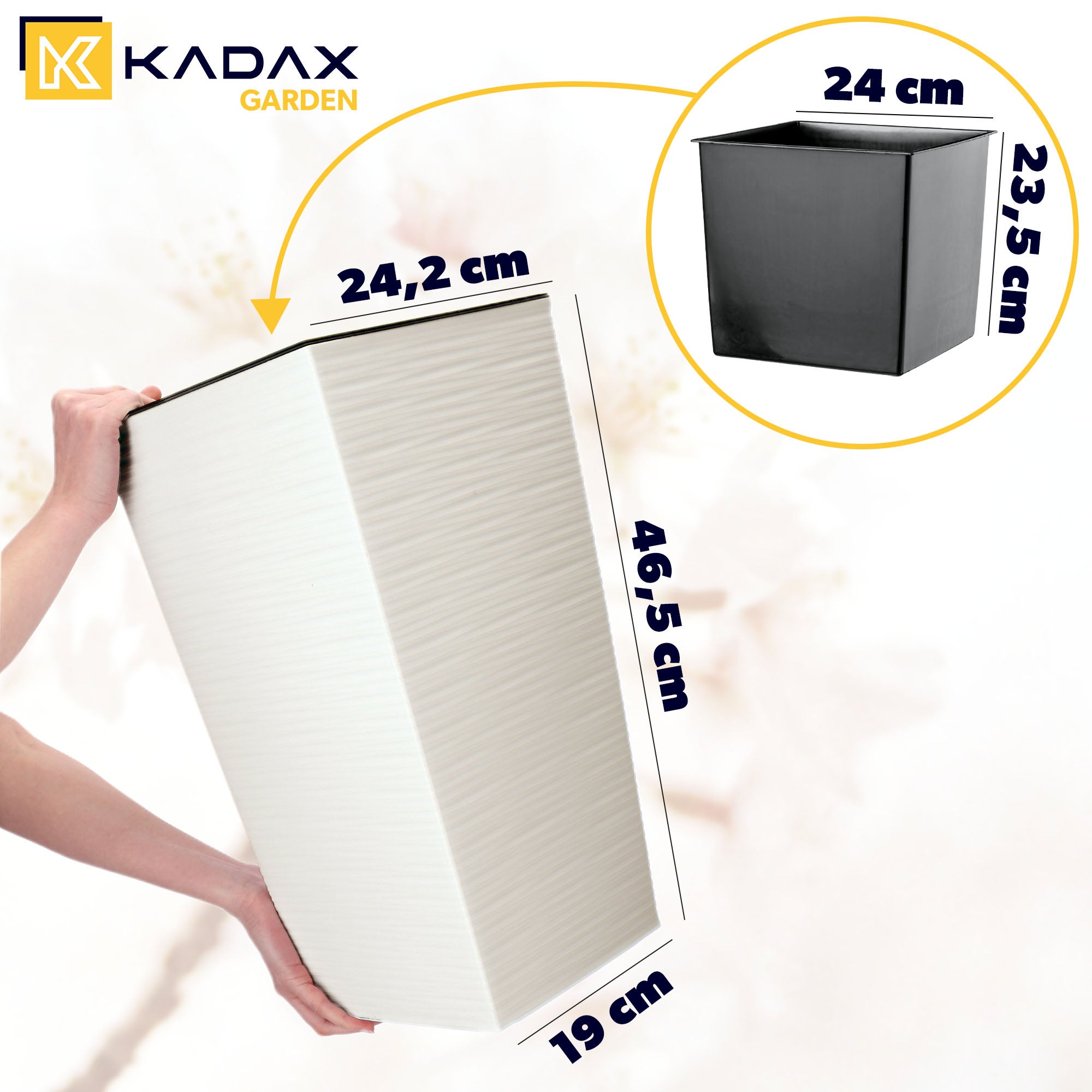 KADAX Vaso da Fiori Alto, Grande Fioriera in plastica per la Decorazione Moderna ed Elegante di Interni ed Esterni, Vaso da Fiori (46,5 cm, Crema) - 2