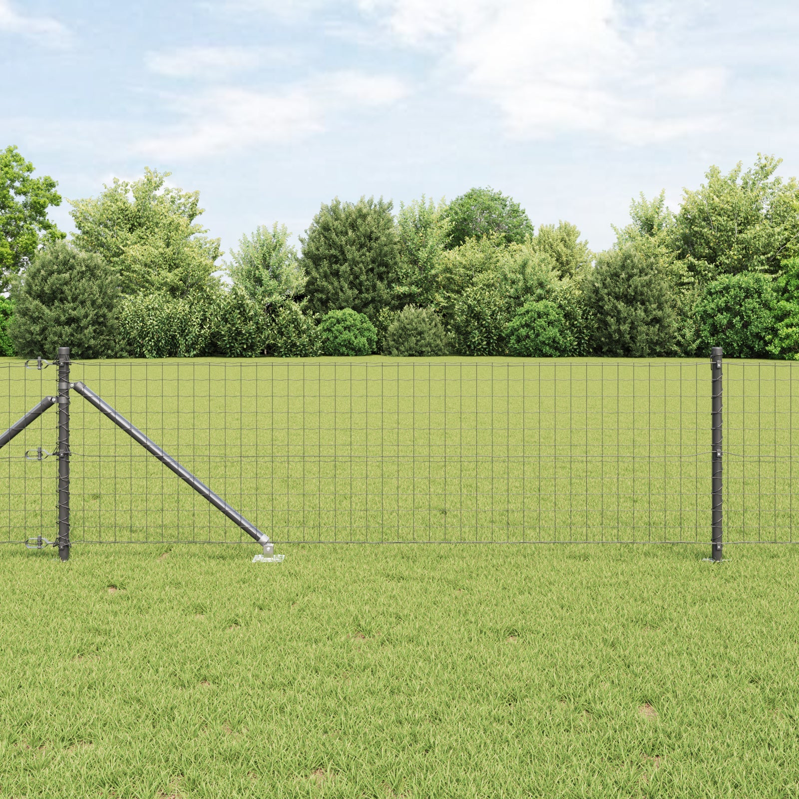 Słupek ogrodzeniowy. 7 pcs Szary Stal vidaXL