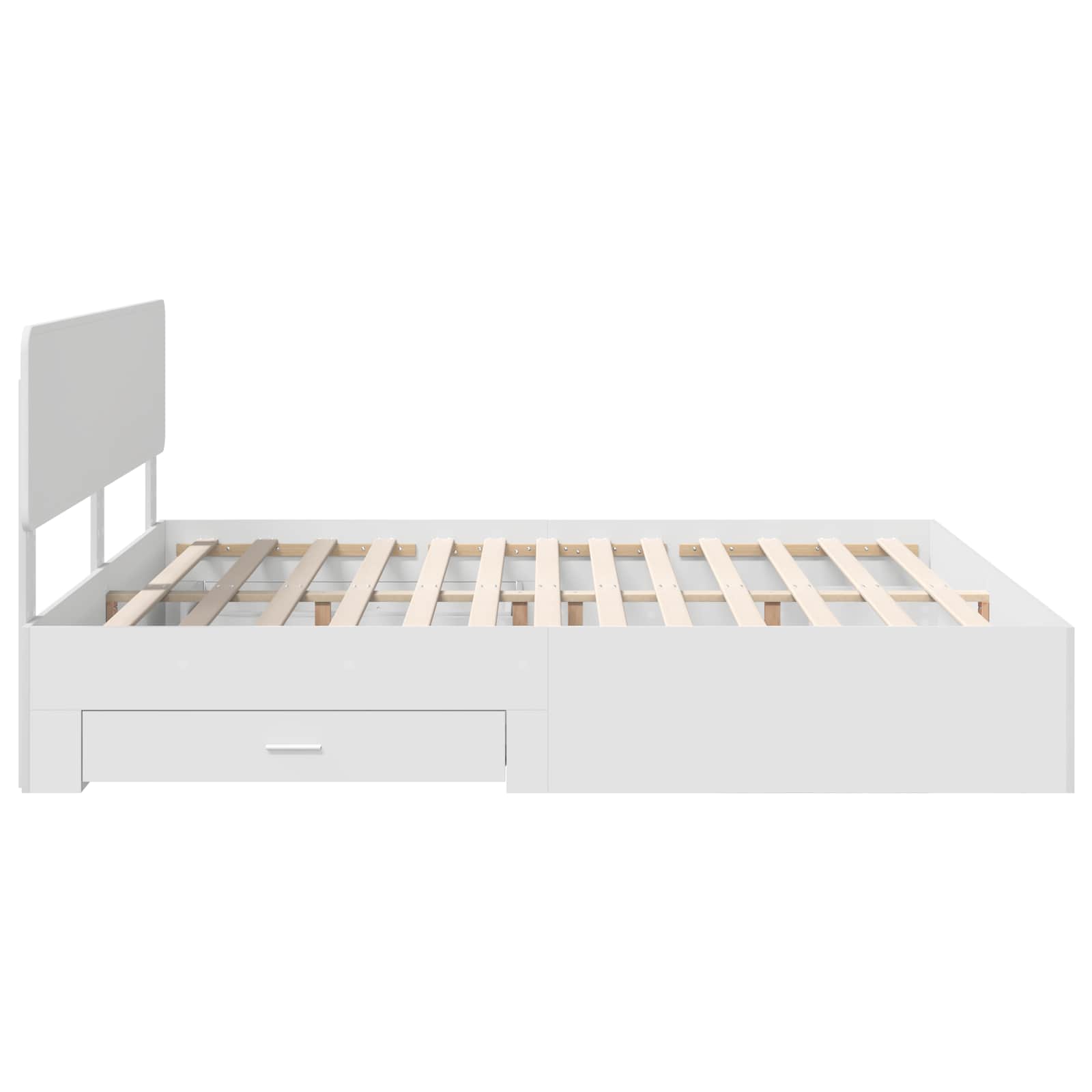 Cadre de lit avec tiroir, blanc, en panneau de bois, pour la chambre, 180 × 200 cm - 8