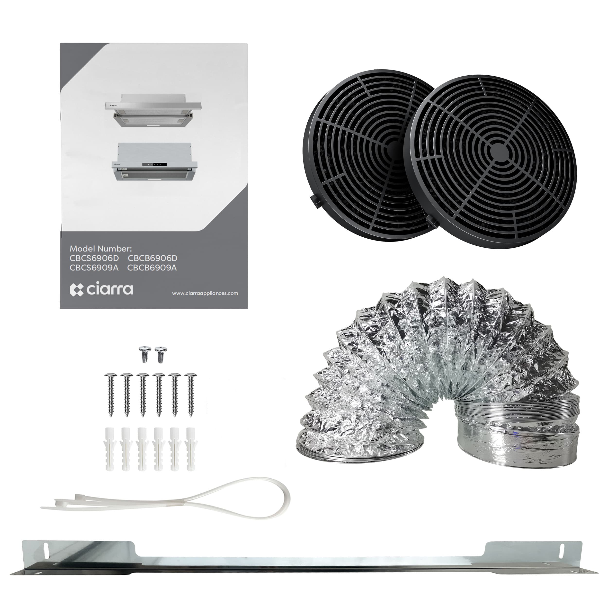 CIARRA Hotte tiroir encastrable 60cm 606 m³/h A+ 3 Vitesses Touche Tactile LED Affichage Recyclage et Évacuation Inox CD6909AS - 9