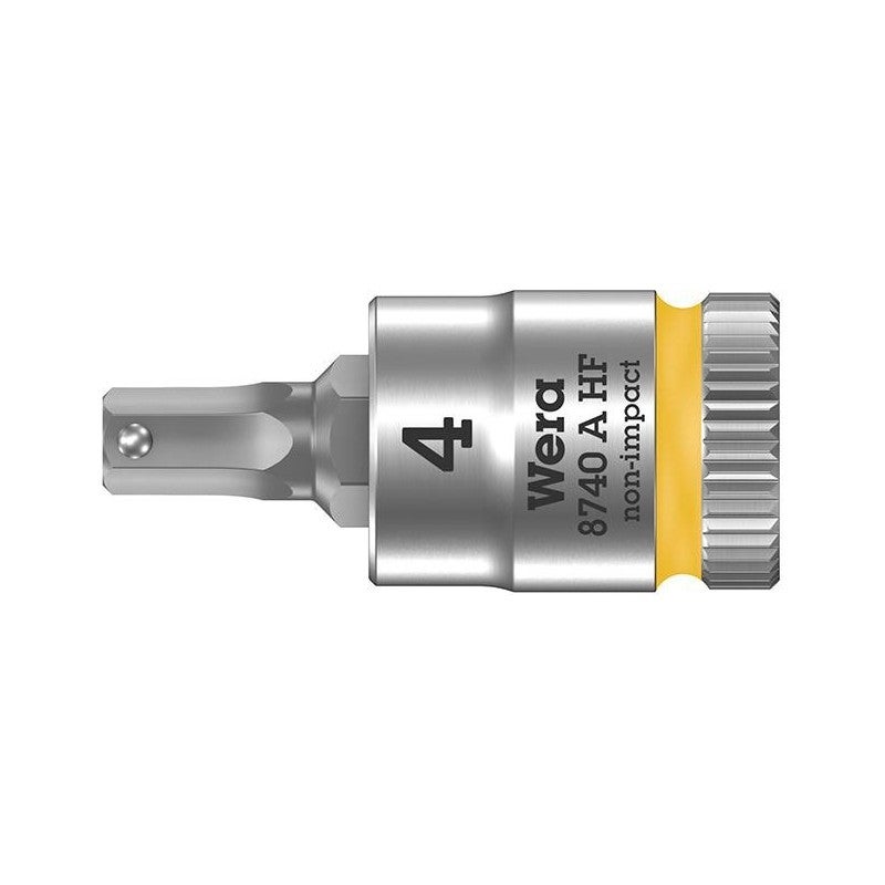 Wera, 8740 A HF Zyklop Bussole a inserto con attacco da 1/4" con ritegno vite, 4,0 x 28 mm