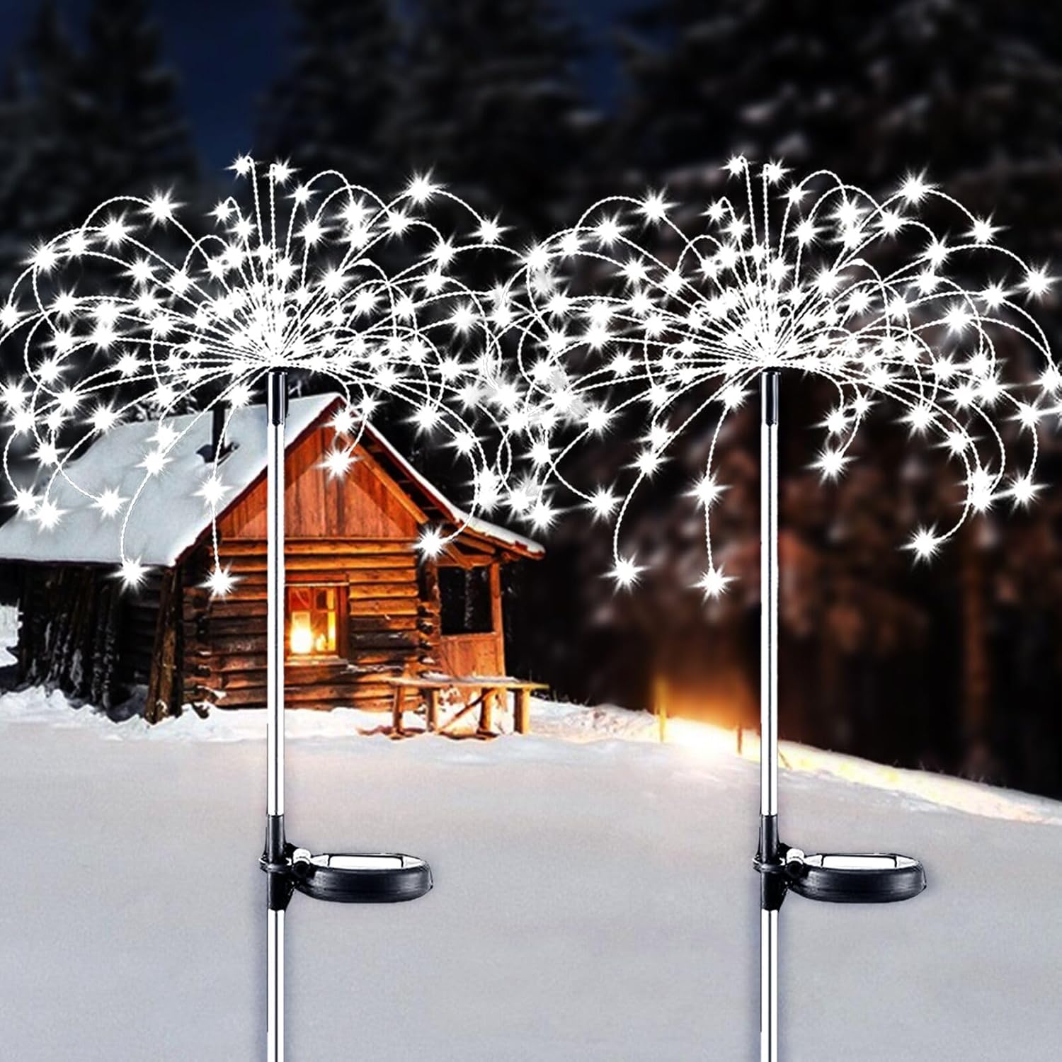 Lampy ogrodowe solarne zewnętrzne, 2 sztuki, 150 lamp solarnych LED do trawnika, patio, dekoracji ogrodu