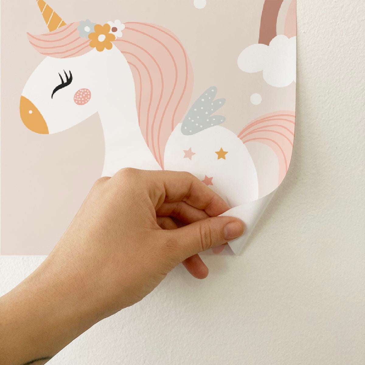 Carta da parati adesiva unicorni rosa in vinile lavabile e rimovibile - 1 rotolo 50x300 cm - Decochic - 3