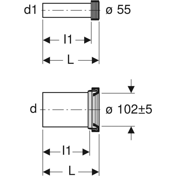 Conjunto de ligação Geberit para sanita suspensa comprimento 18,5 cm - Cromado mate - 3