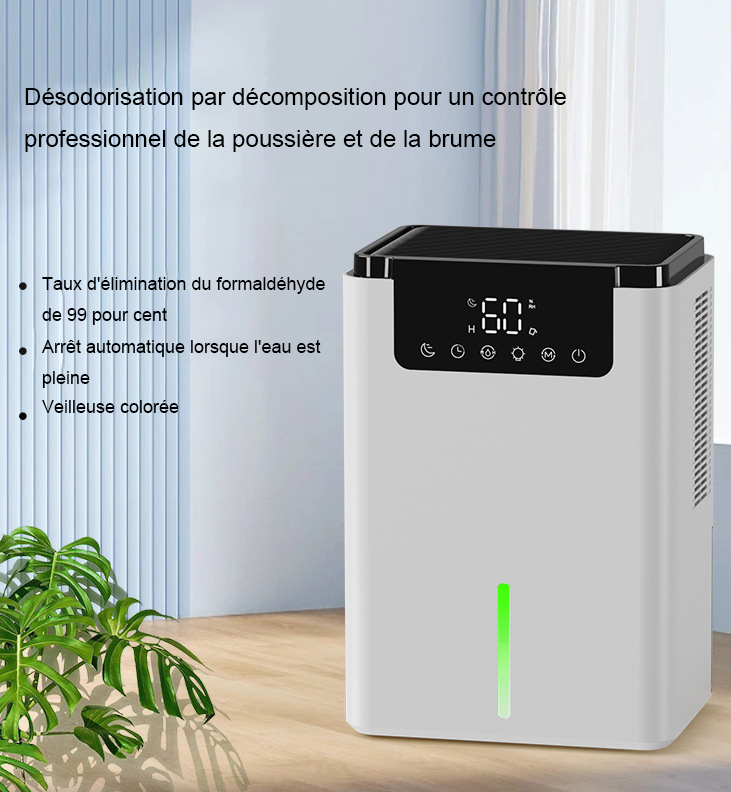 Déshumidificateur à double cœur pour la maison, sous-sol, chambre, déshumidificateur blanc, taille de la pièce : 20 m² - 3