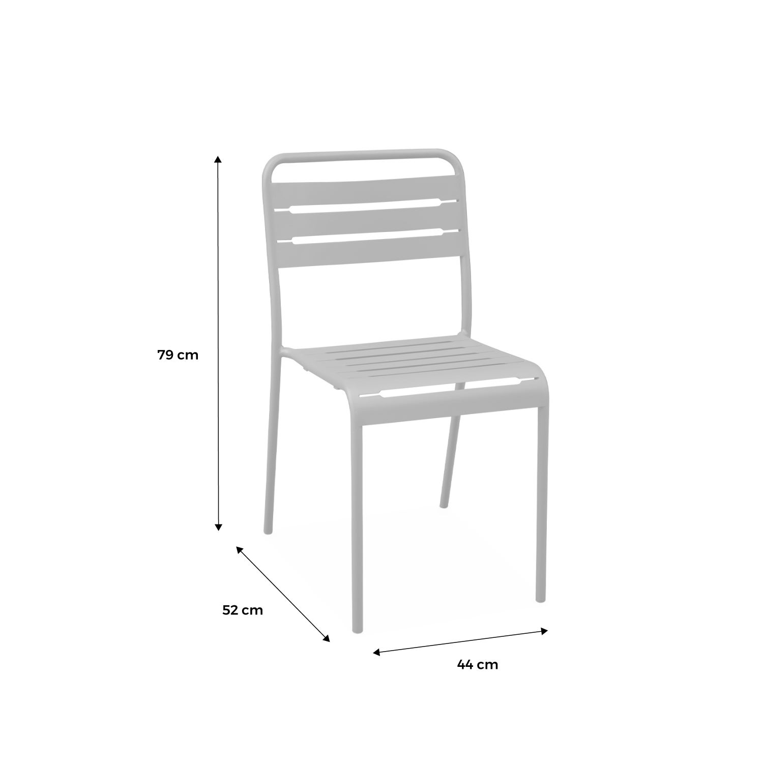 Lot de 2 Chaise de jardin sans coussin Orea + Amelia en Acier Gris - 5