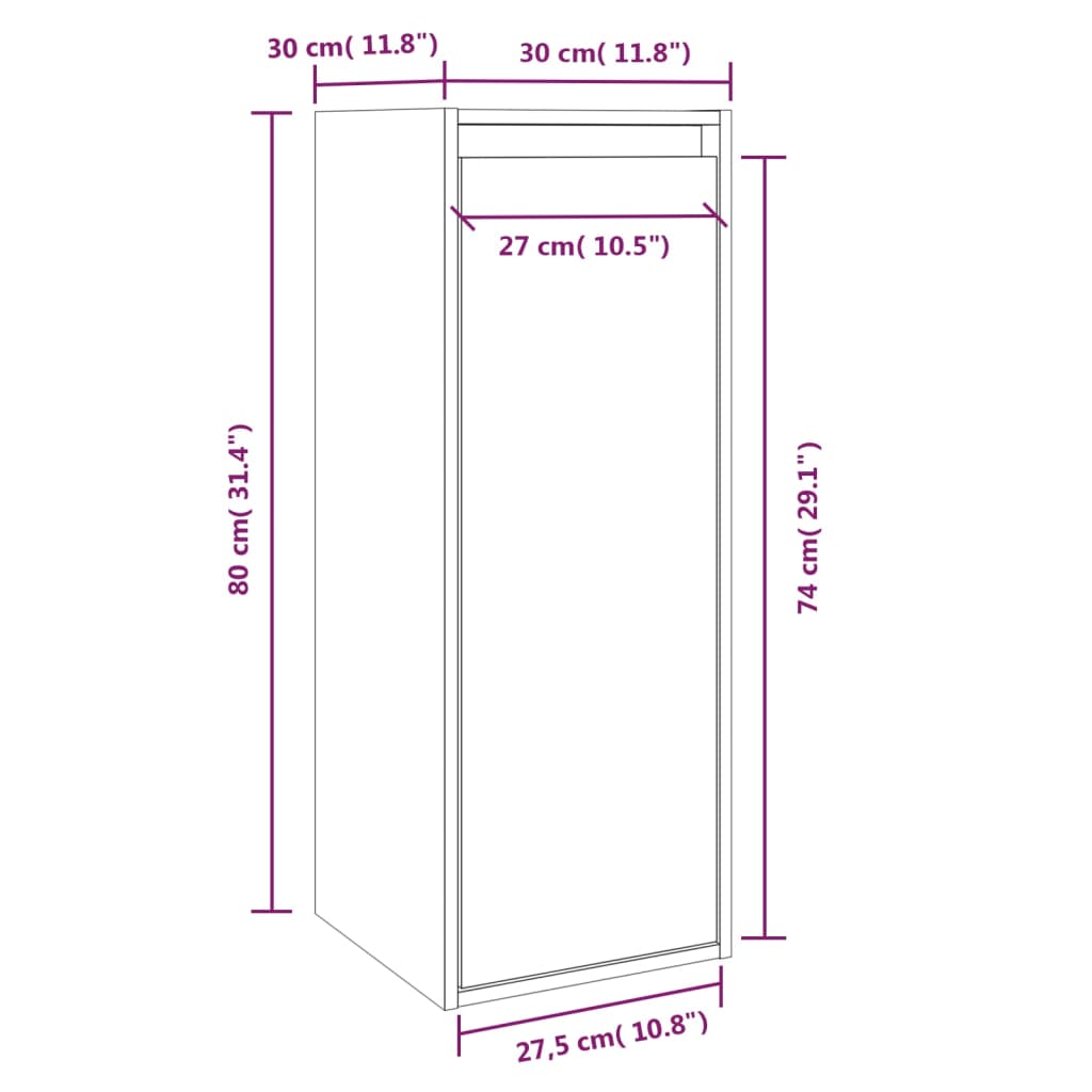 Armoires murales 2pcs Marron miel 30x30x80cm Bois de pin massif vidaXL - 3