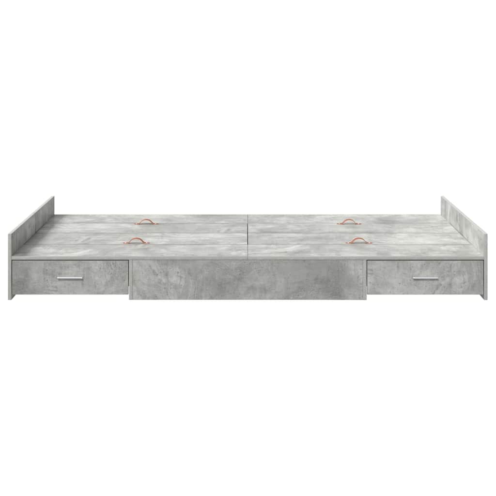 Cadre de lit avec rangement et tiroir gris béton, pour la chambre, 120 × 190 cm - 5