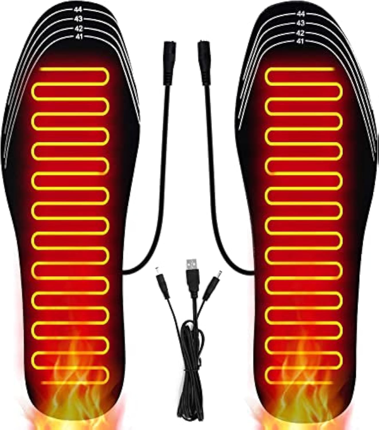 Semelles Chauffantes USB – Polyester – Tailles 37 à 42 – Chaleur Jusqu’à 50°C – Pour Ski, Randonnée, Chasse