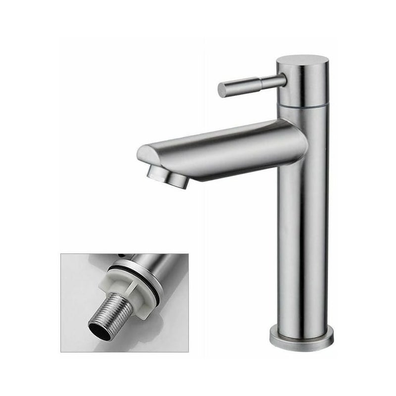 Bateria łazienkowa - tylko zimna woda, bateria umywalkowa, wykończenie chromowane, trwała stal nierdzewna, z perlatorem