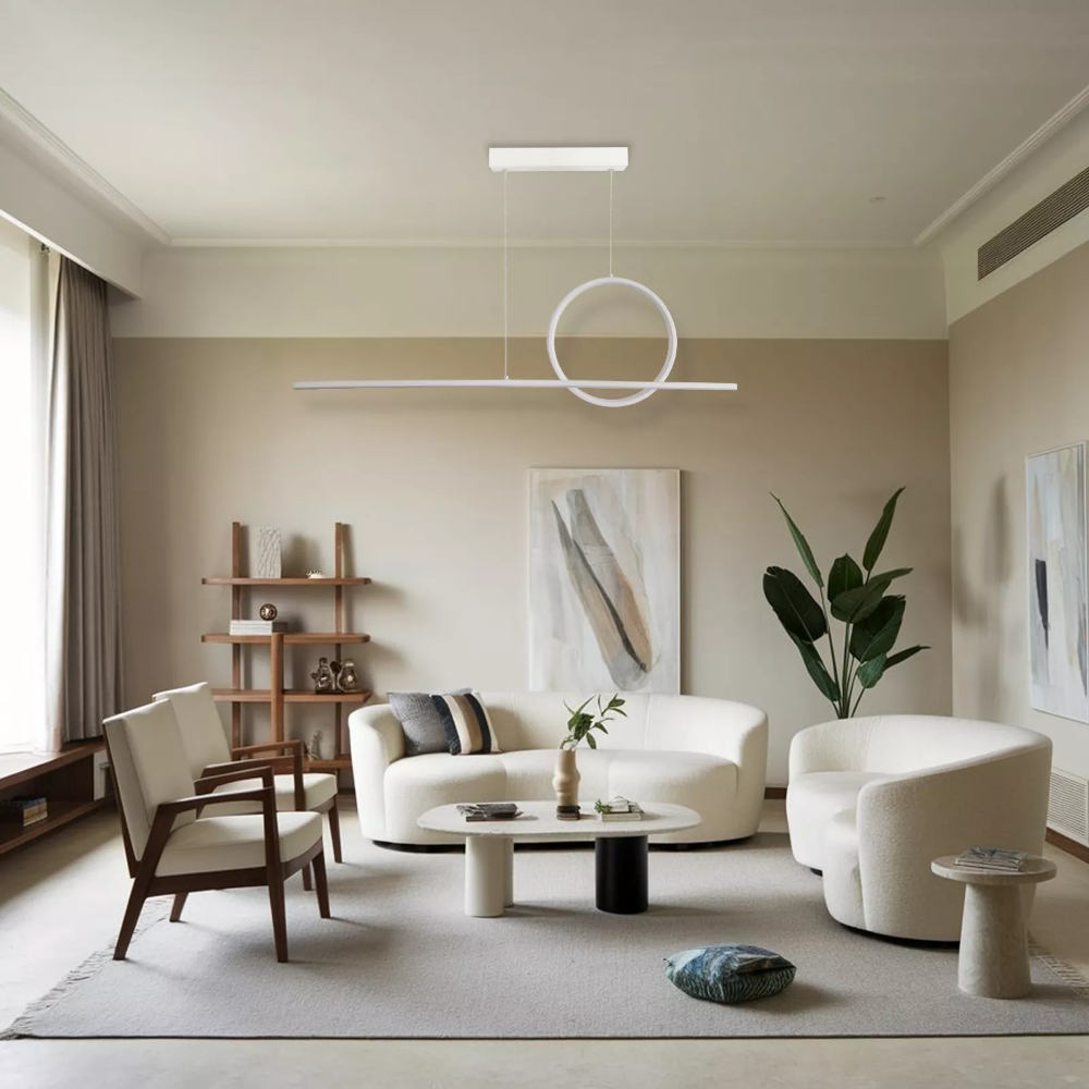Lampadario Da interno LED cucina soggiorno stanza Design a sospensione Luce regolabile cambio colore 3000-4000K-6500K CERCHIO 48W - 5