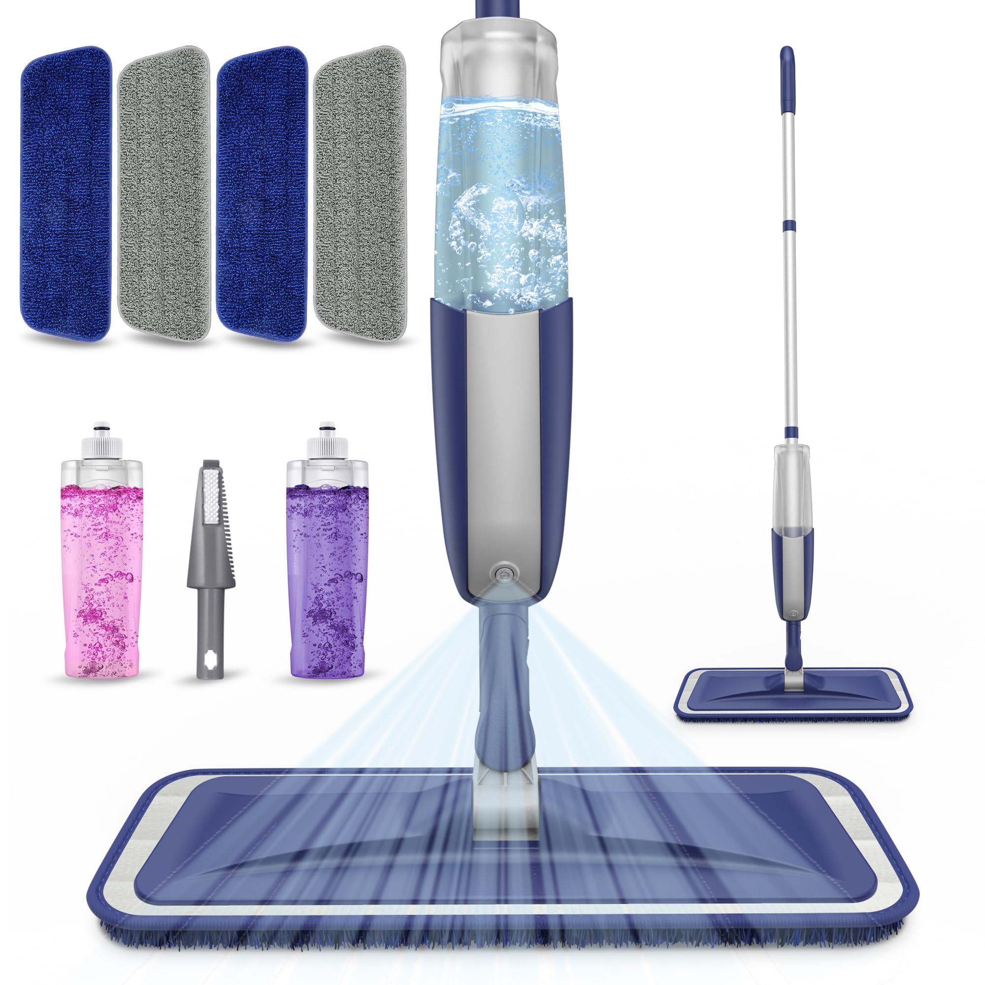 GLADFRESIT - 2 pantofole per mocio antipolvere, in microfibra, lavabili, per pulire i pavimenti del bagno, della cucina, della casa (blu