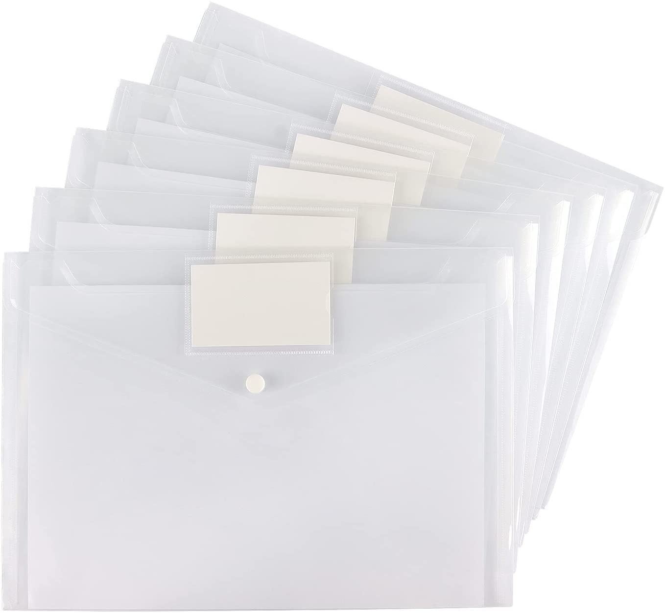 Pochette Plastique A4, Zestaw 5 Koszulek na Dokumenty z Klapką, Przezroczyste Jaskrawe Kolory, Segregator Koszulka