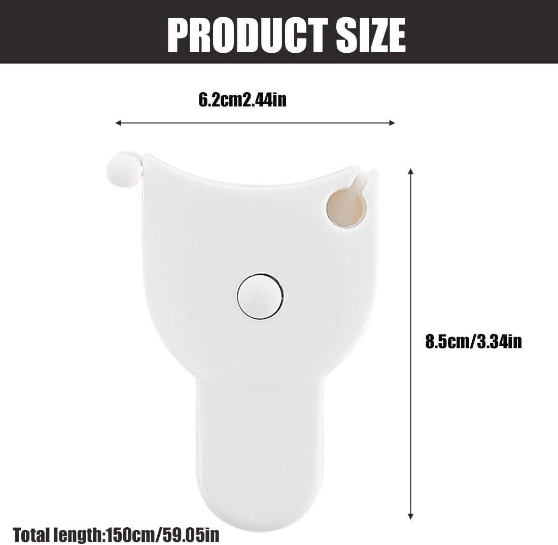 Ruban à Mesurer Rétractable 2m - Double Face Cm/pouces, Bouton Verrouillage, Pour Couture Et Taille (Blanc/Rose)