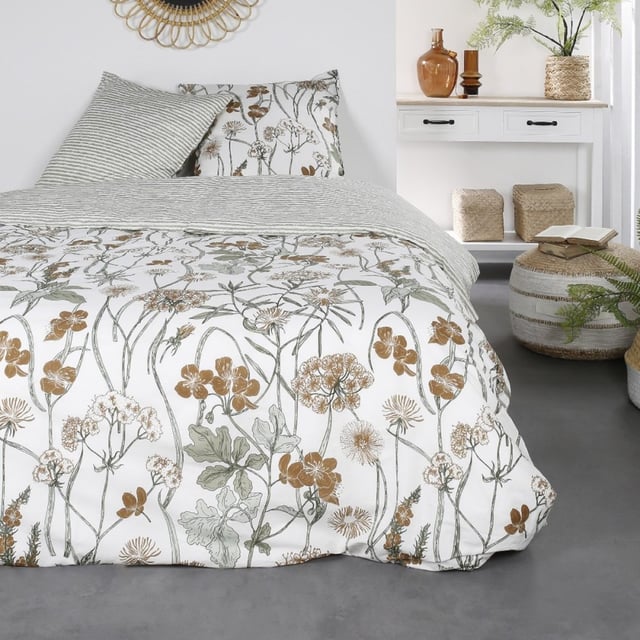 Parure de lit 2 personnes imprimé floral coton SUNSHINE ISMA