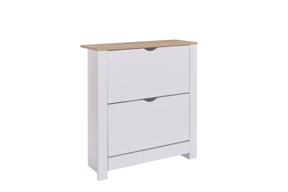 Meuble à chaussures blanc et chêne scié avec 2 abattants – Capacité 16-20 paires – Meuble à chaussures moderne 73,5x23,5x81 cm - 3