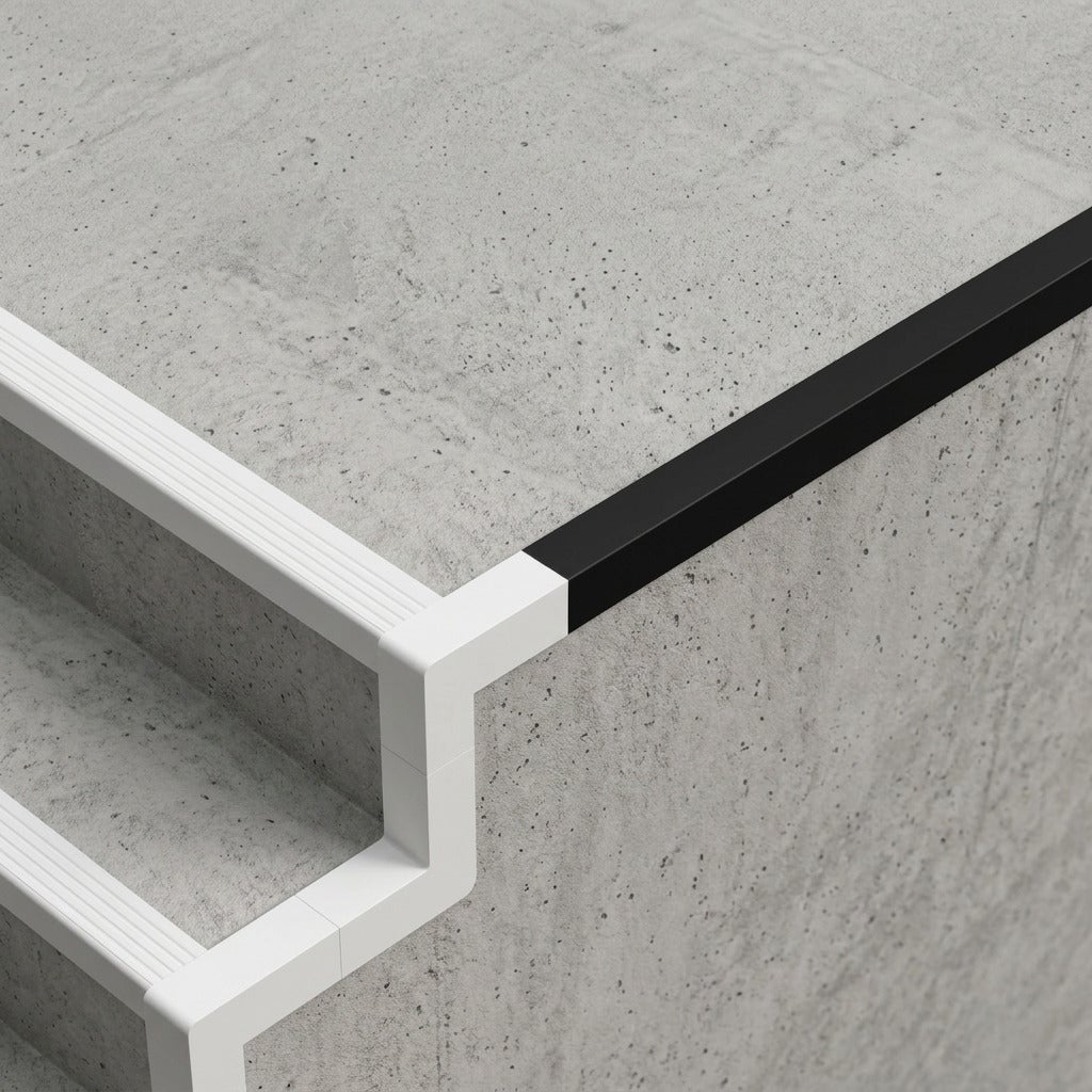 Profilé d'angle PVC LZ 40x40 mm pour finition d'escaliers ouverts - 150 cm, noir - 2