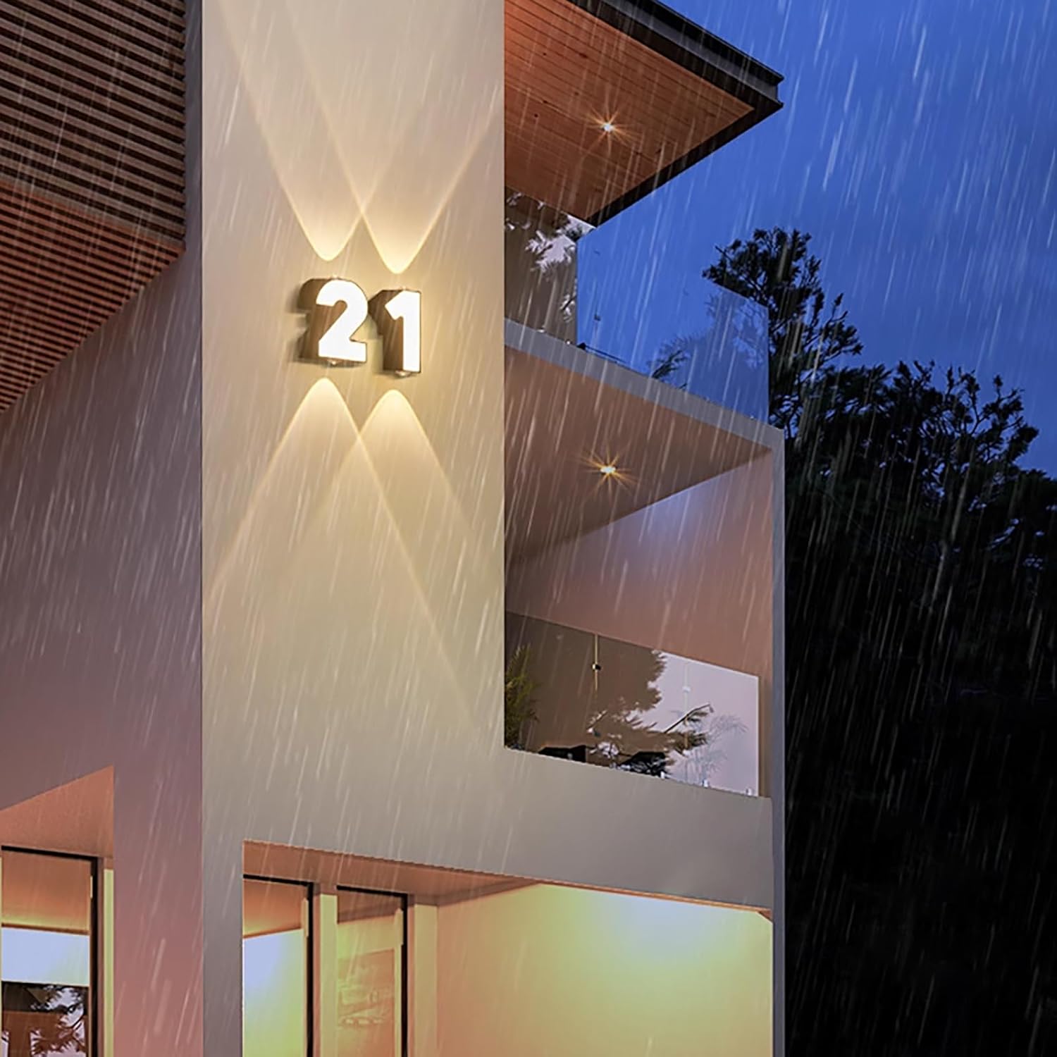 Applique da esterno LED con numero civico 0-9, adatta per porte e balconi, luce calda 7W, 7 - 3